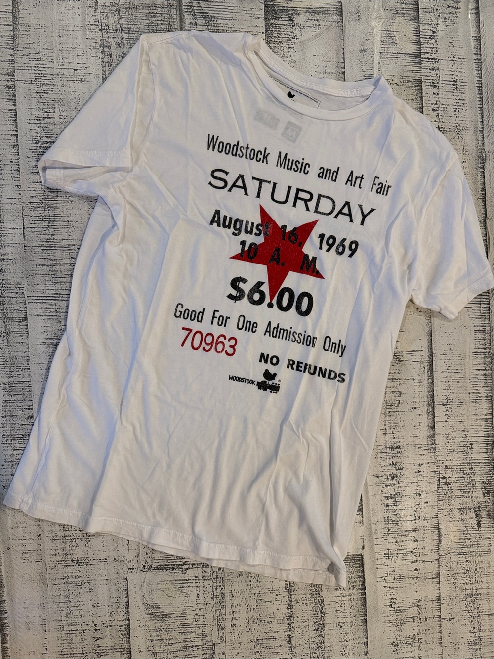 Woodstock Music and Art Fair White Graphic Short Sleeve Tee